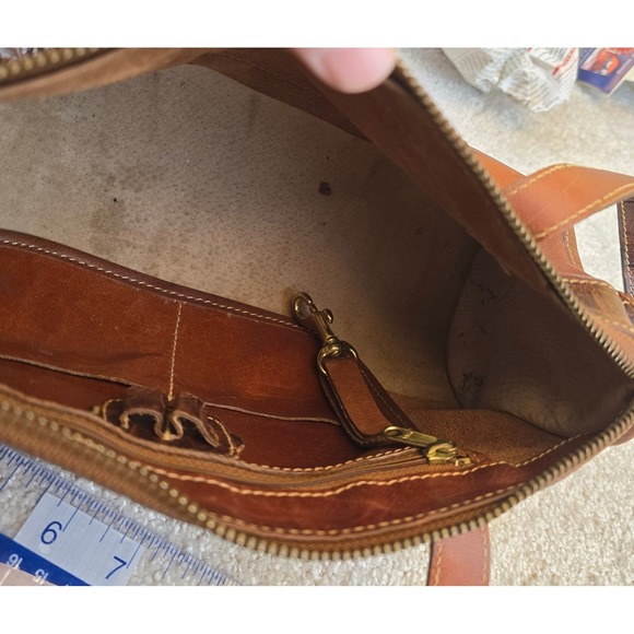 Vintage Brahmin Brown Leather Crocodile Embossed Shoulder Handbag Satchel‎ Bag